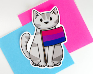Pride Cat - Bisexual Flag- Vinyl cat sticker Pride Cat - Bisexual Flag- Vinyl cat sticker