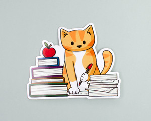 Teacher Kitty- Vinyl Cat Sticker Teacher Kitty- Vinyl Cat Sticker