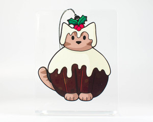 Christmas Pudding Cat - Wooden Decoration Christmas Pudding Cat - Wooden Decoration