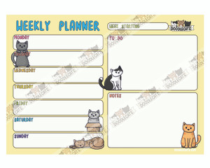 Weekly Planner- Desk pad - Digital Download - yellow and white Weekly Planner- Desk pad - Digital Download - yellow and white