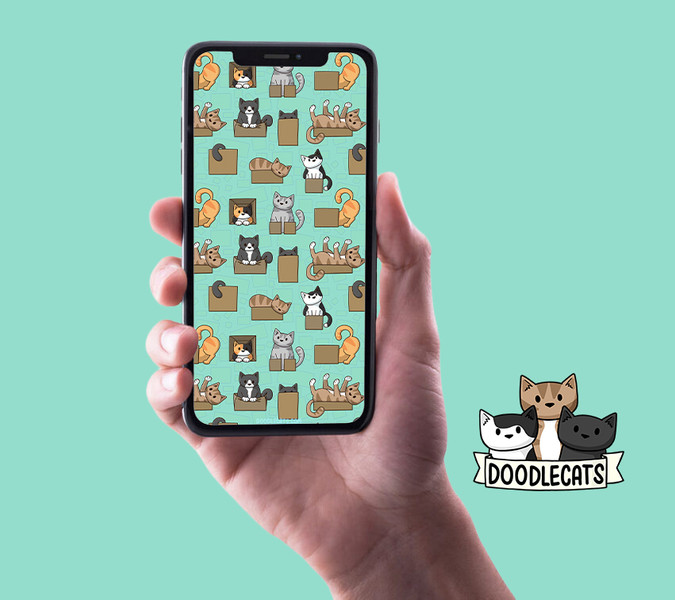 Cats in Boxes - Phone Wallpaper