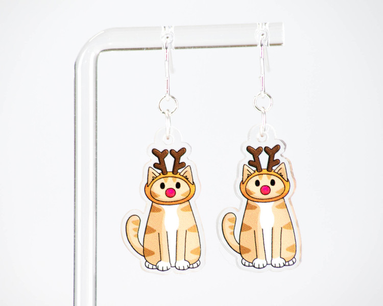 Rudolph Cat Earrings - LIMITED EDITION - Sterling Silver