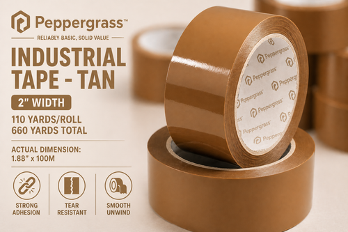 Peppergrass tan packing tape 2 inch 110 yards 6 rolls strong industrial box sealing tape