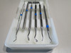 Set of 6 Stainless Steel Dental Pluggers Instruments in Antique Milk Glass Tray