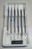 Set of 6 Stainless Steel Dental Pluggers Instruments in Antique Milk Glass Tray