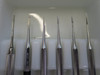 Set of 6 Stainless Steel Staight Dental Instruments in Antique Milk Glass Tray