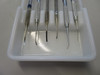 Set of 6 Stainless Steel Dental Instruments w/Antique Milk Glass Tray