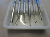 Set of 6 Stainless Steel Wards Instruments w/Antique Milk Glass Tray