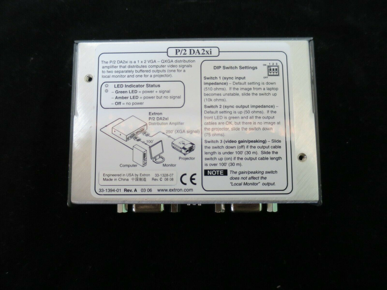 RGB分配器　P/2 DA2xi Extron P/2 DA2xi MT Two Output VGA and Audio Distribution