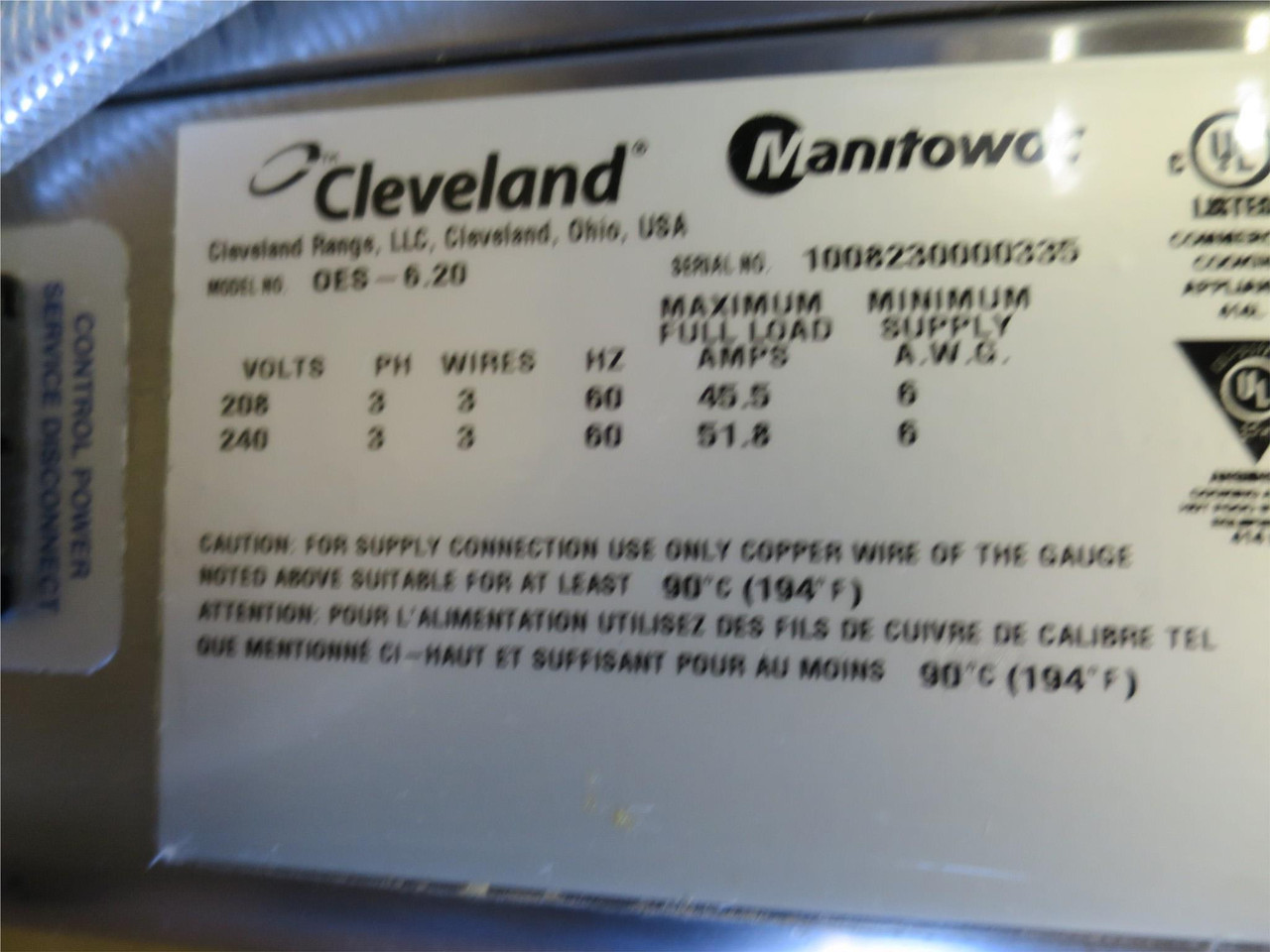 Cleveland Convotherm Full Size Electric  Combi Oven OES-6.20