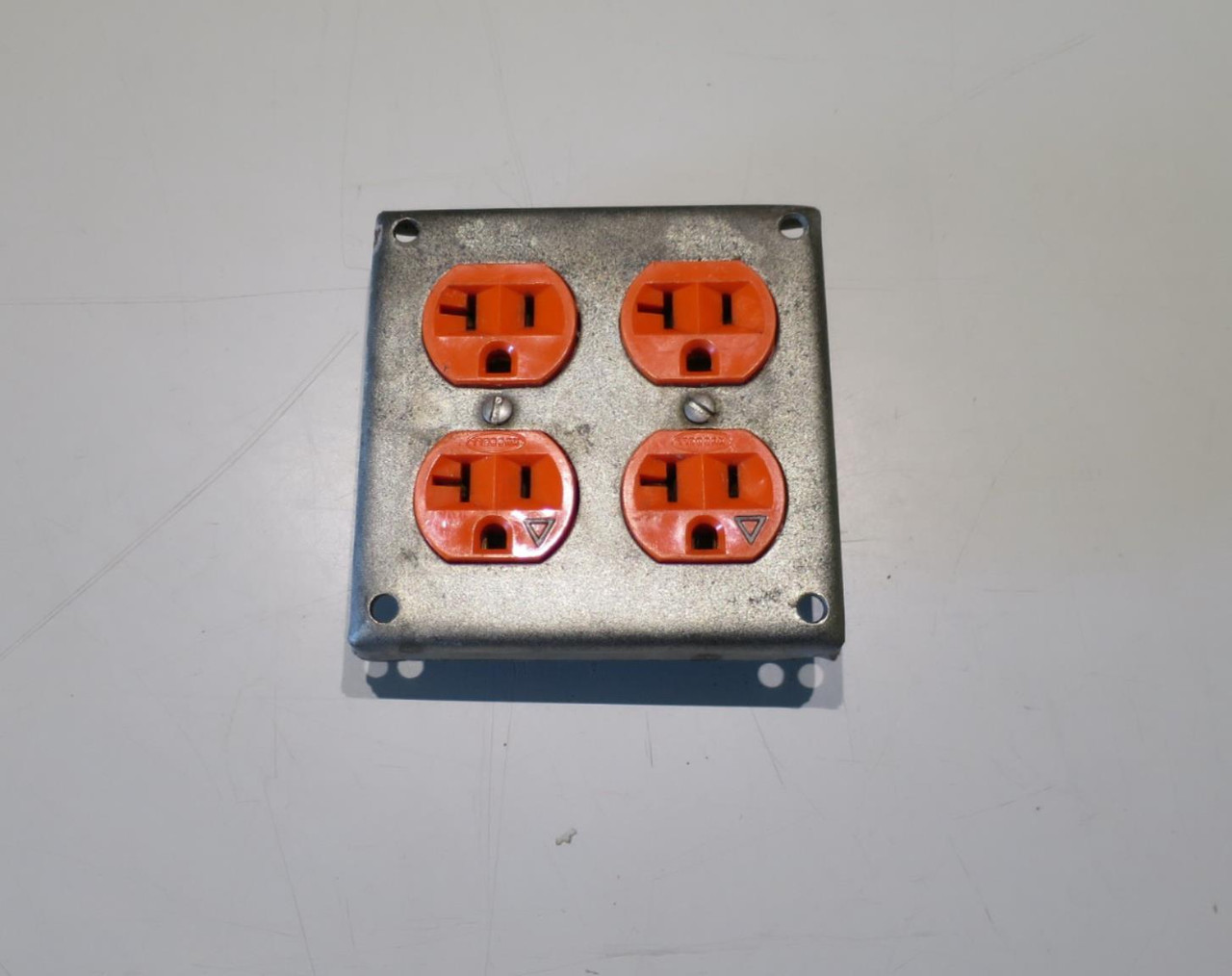 Industrial Grade 20A Isolated Ground Quadplex Outlet with Exposed Work Cover