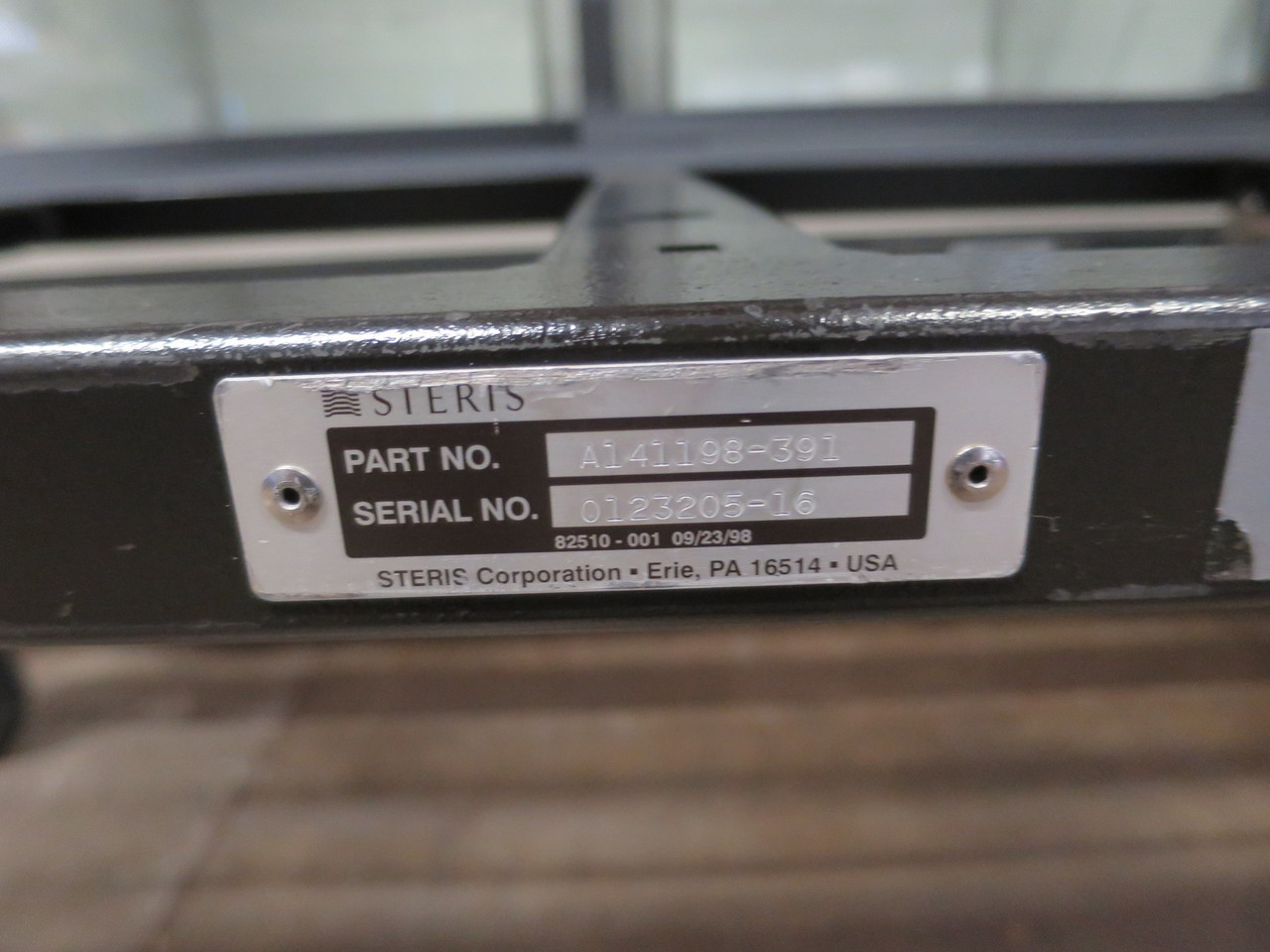 Steris A141198-391 Sterilizer Cart 57" h x 21.75"w x 62" l w/141198-795 Rack