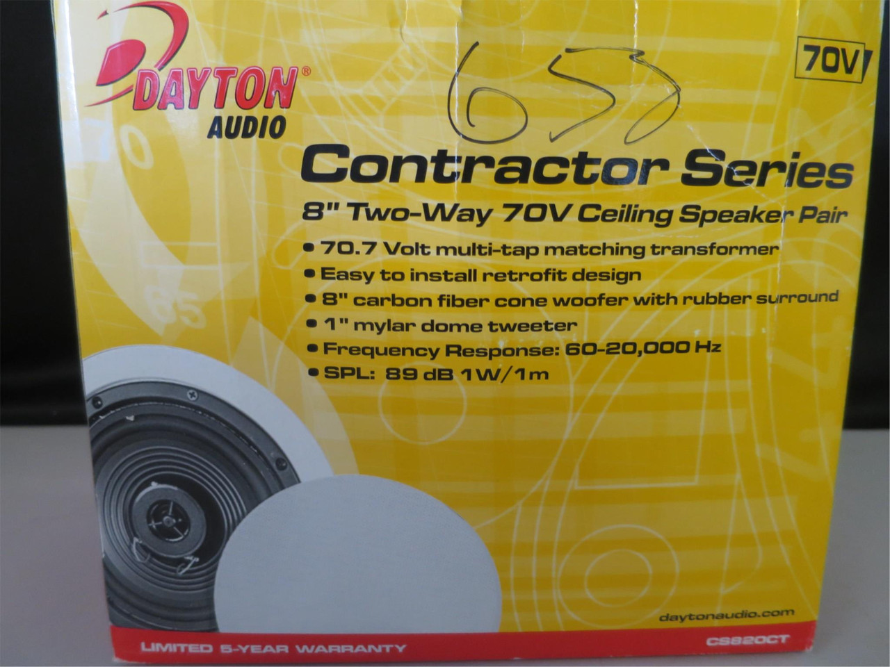 Single Dayton Audio Contractor Series 8" two way 70v Ceiling Speaker