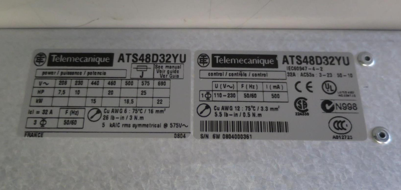 AC Soft Starter Telemecanique Altistart ATS48D32YU