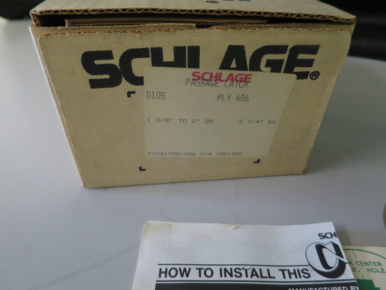 Schlage D10S Satin Brass Passage Set 606 1 3/8" to 2" DR 2 3/4"