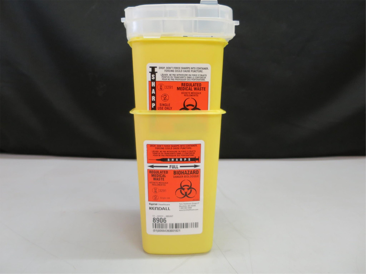 Lot of 2 Kendal 8906 Small Sharps Containers