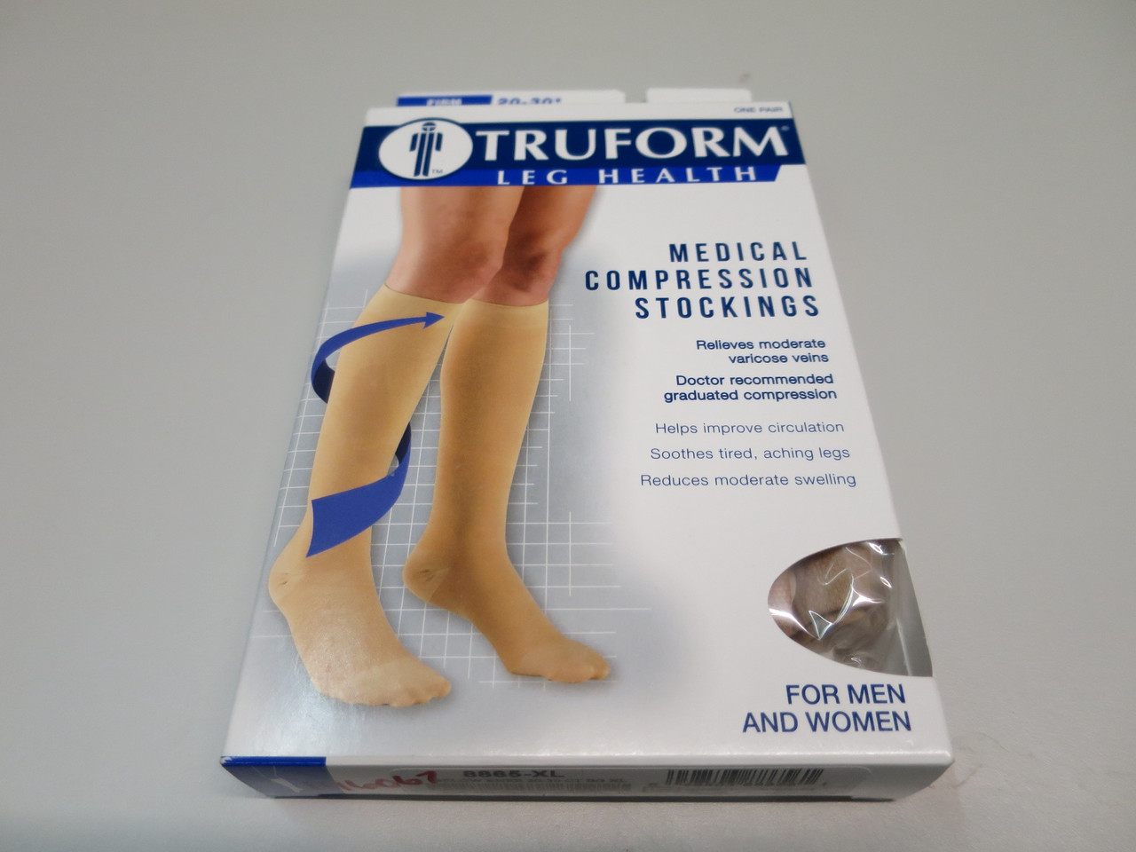 Medical Compression Stockings Below Knee CT Beige XL 20-30 mmHG Truform 8865-XL