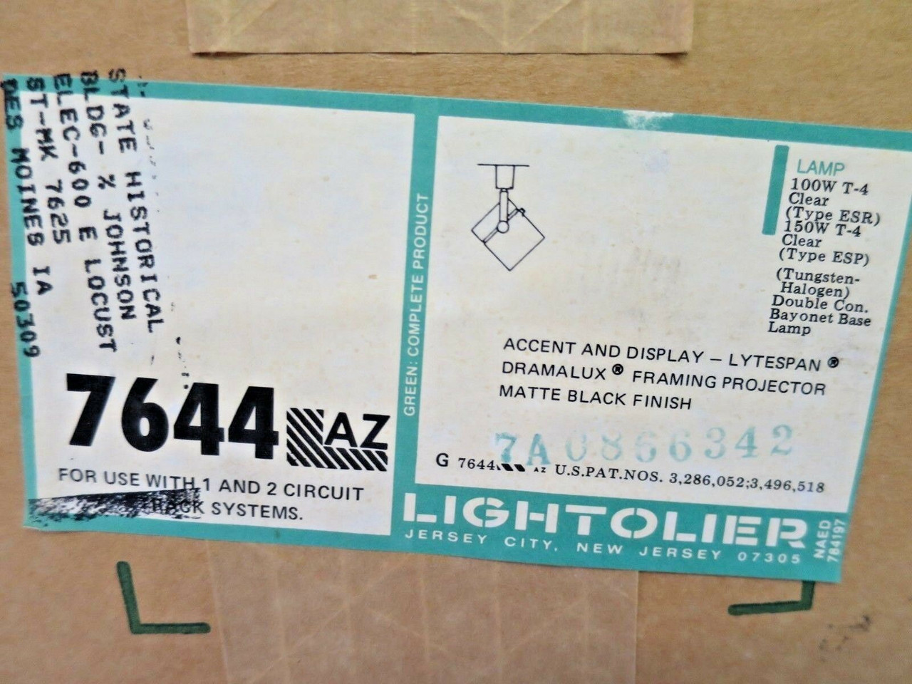 #2 Lightolier Lytespan Dramalux Framing Projector Track Lighting Head 7644