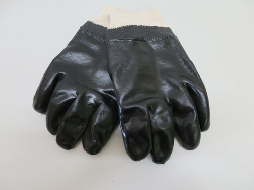 Midwest Gloves PVC Coated Chemical Resistant Gloves Large Black 710- No tags