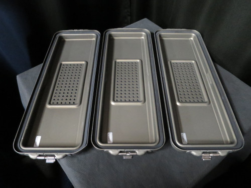 Lot of 3 Genesis Sterilization Deep Large Narrow Perforated Lid  7" x 20"