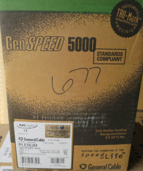 1000' Yellow Cat5 Cable GenSPEED 5000 Cat# 5131379E