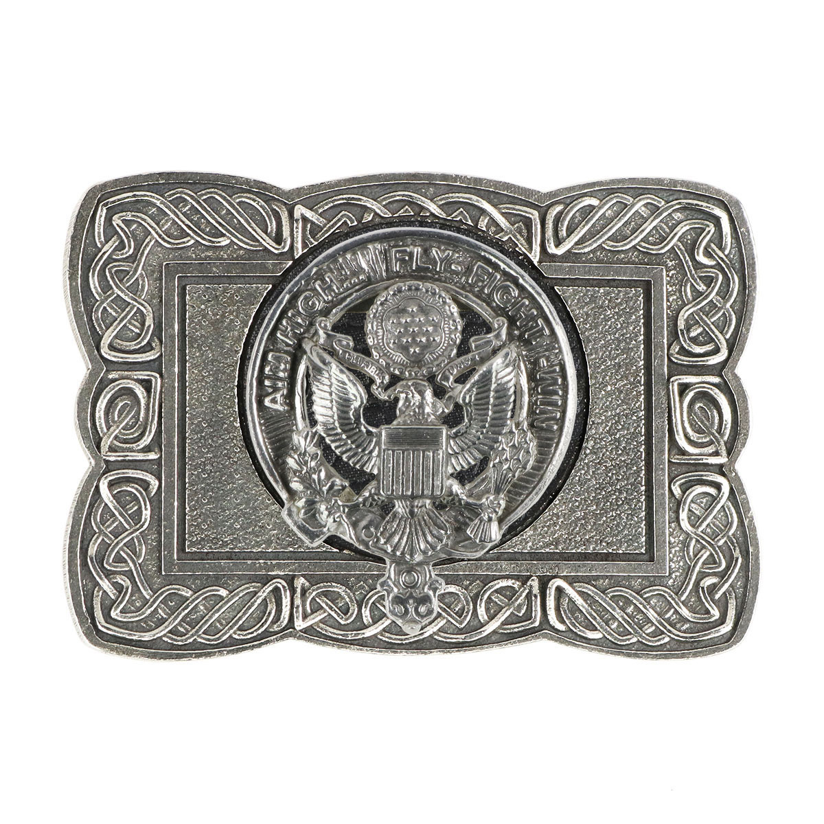 Air Force Pewter Scalloped Celtic Knot Kilt Belt Buckle