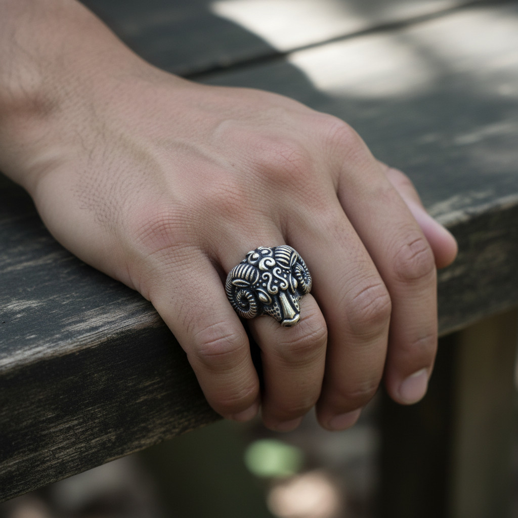 Handcrafted Ram Ring – Bronze