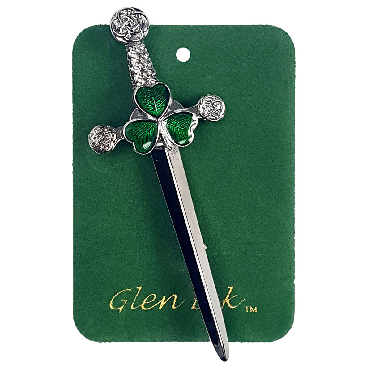 Irish Shamrock Kilt Pin Made of Quality Chrome-Plated Pewter