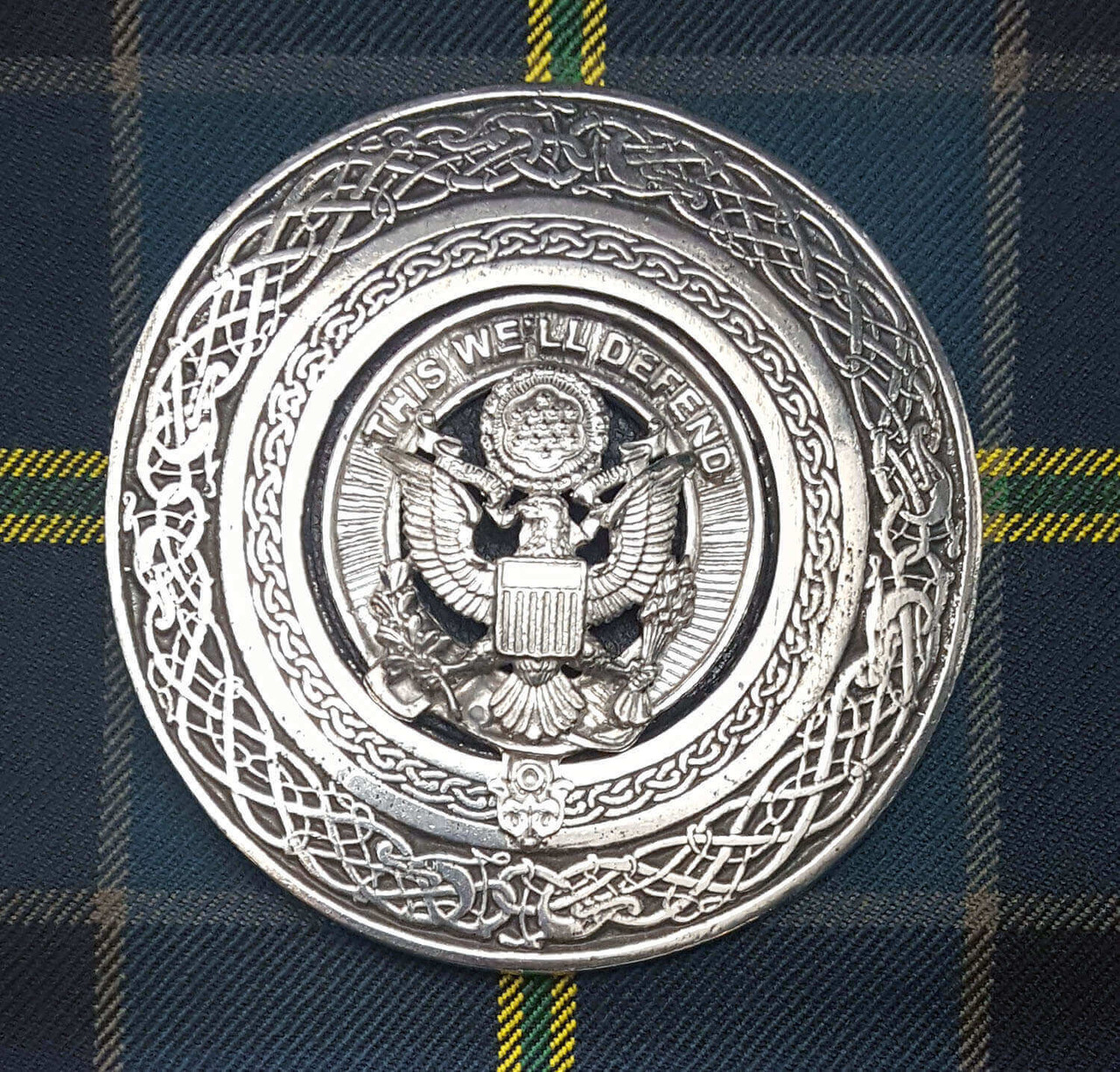 Army Round Pewter Kilt Belt Buckle – Strength, Tradition, and