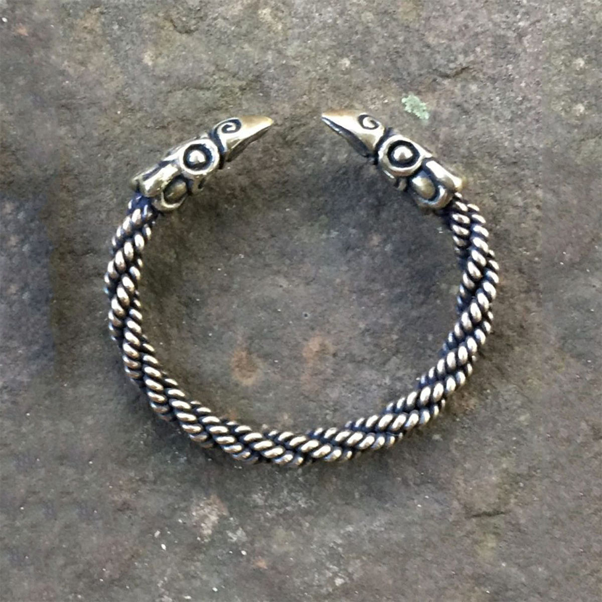 Bronze Celtic Raven Torc Bracelet | Light or Medium Braid
