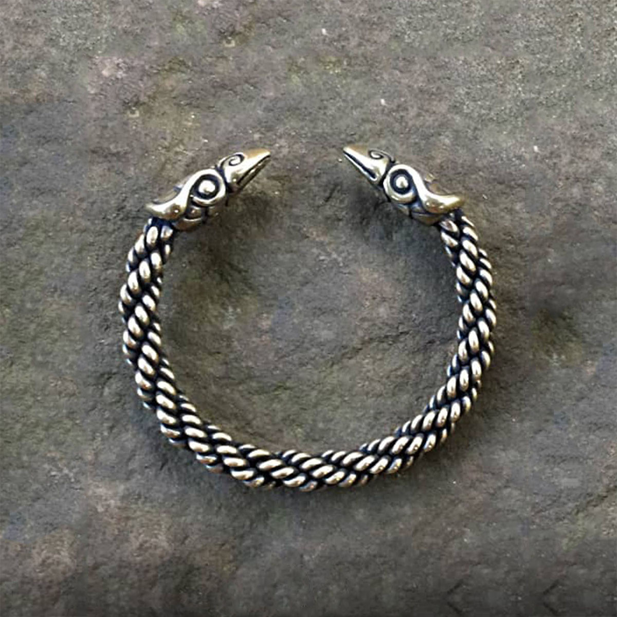 Bronze Celtic Raven Torc Bracelet | Light or Medium Braid