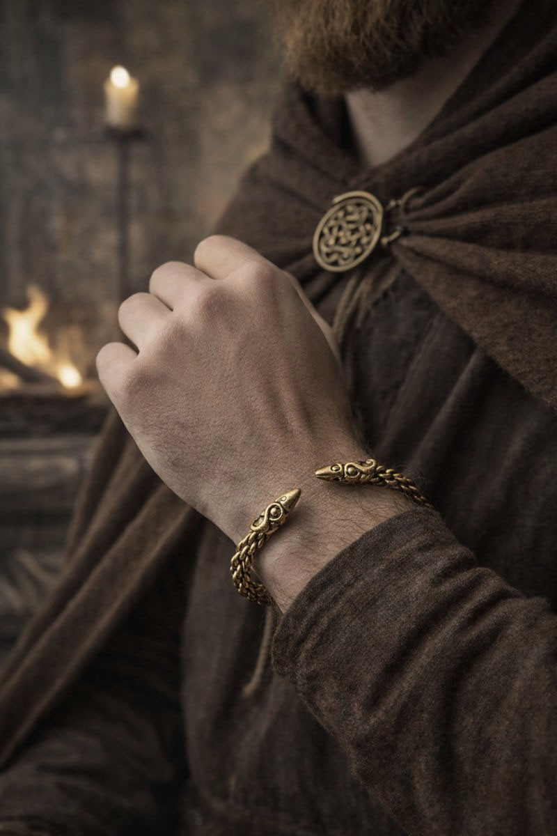 Bronze Celtic Raven Torc Bracelet | Light or Medium Braid