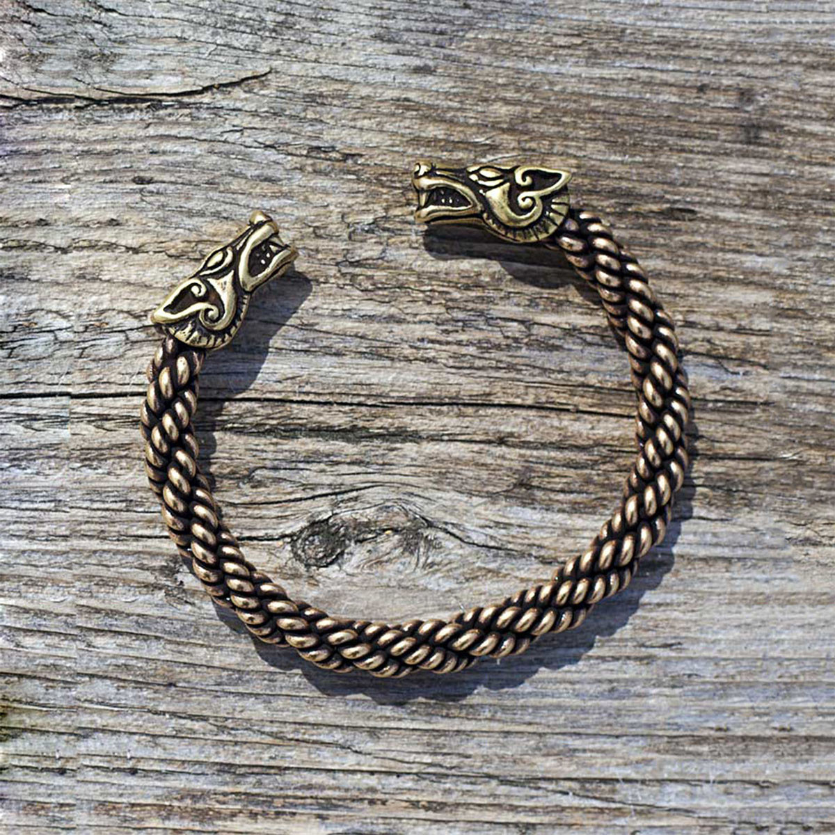 Bronze Celtic Wolf Torc Bracelets – Light & Medium Braid | Celtic