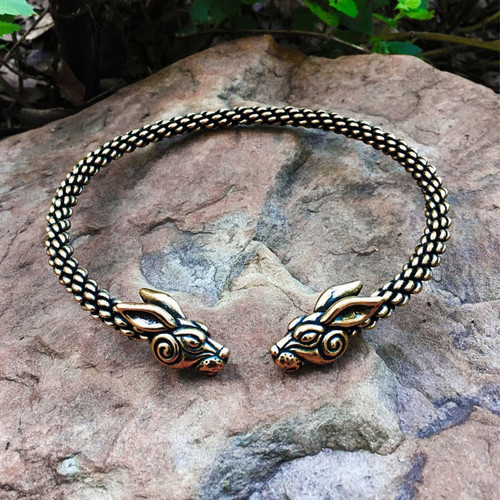 Bronze rabbit torc with medium braid design