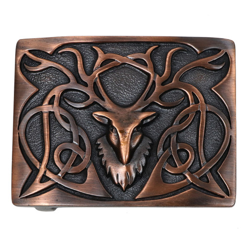Stag’s Head bronze kilt belt buckle