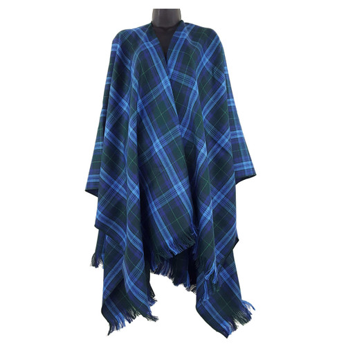 Welsh Wool Tartan Serape - Blue & Green