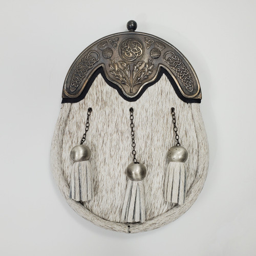 Deluxe Grey Bovine Sporran with Antiqued Cantle