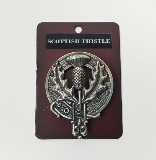 Scottish Thistle Pewter Cap Badge or Brooch (Clasp Broken)