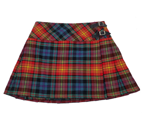 Pride Tartan Homespun Kilted Mini Skirt – Flat Front & Pleated Back (31W 17L)
