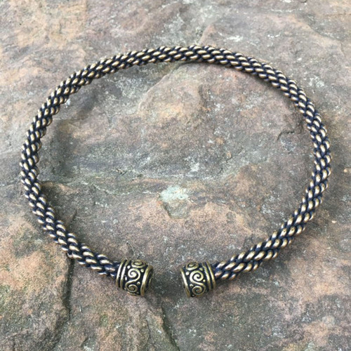 Bronze Celtic Spiral Torc medium braid front view