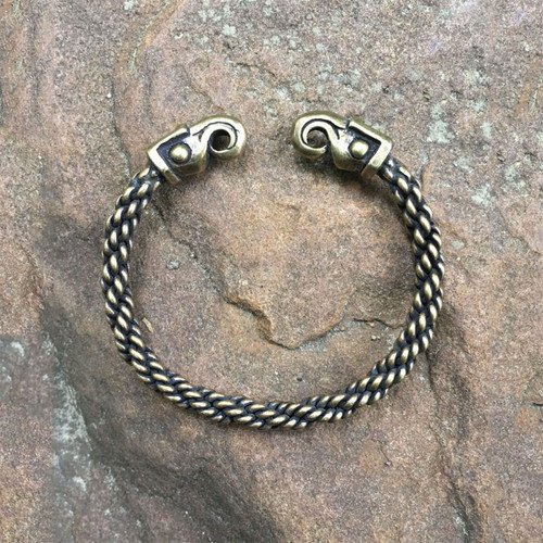 Bronze Celtic Falcon Torc Bracelet light braid design
