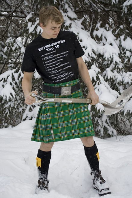 teen wearing the irish acrylic kilt