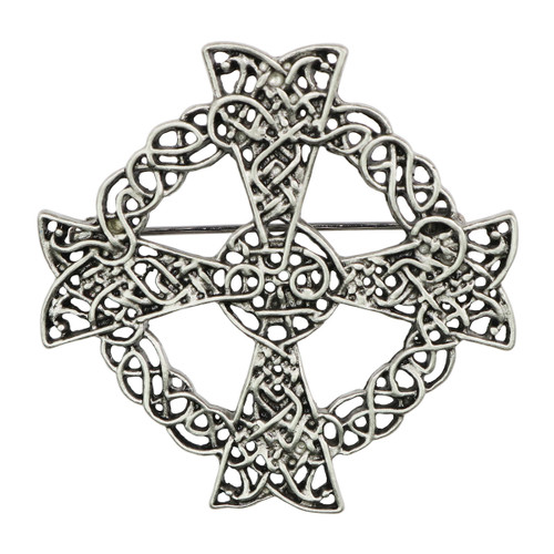 Celtic Cross Antiqued Pewter Brooch/Pendant