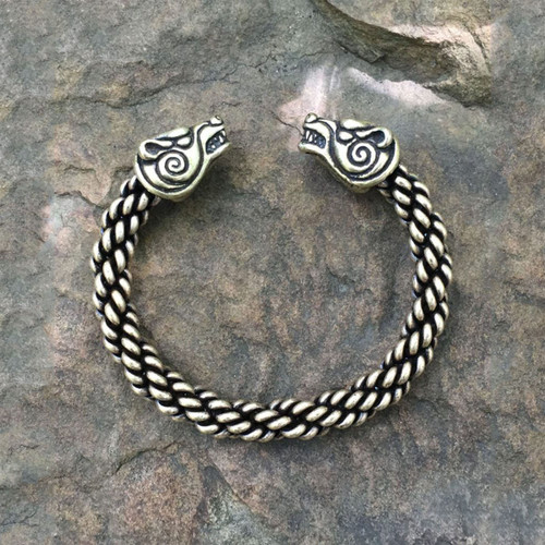 Bronze Celtic Bear Torc Bracelet medium braid design