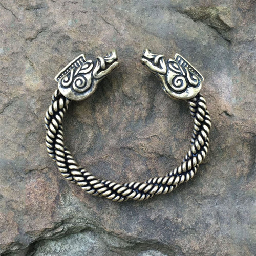 Bronze Celtic Boar Torc Bracelet medium braid design