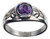 Stainless steel Trinity Knot ring with amethyst purple CZ stone, clearance sale.