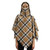 Thompson Camel Poly/Viscose Tartan Poncho with hidden Face Mask