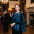 Woman wearing a Welsh plaid wool stole, perfect for weddings and formal occasions.