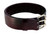 Brown Celtic knot leather belt with embossed detailing and silver buckle