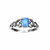 Sterling silver Heart Knot ring with blue opal gemstone centerpiece.